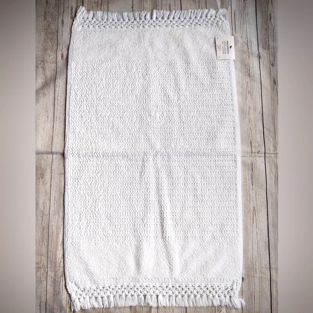 🎁Piscatextil Cotton Collection Bath Mat with Embroidery & Tassels (24